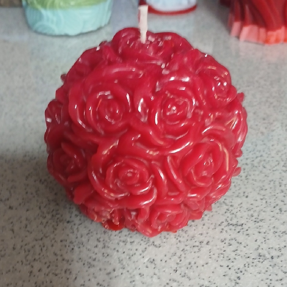 Romantic Red Rose Sphere Candle